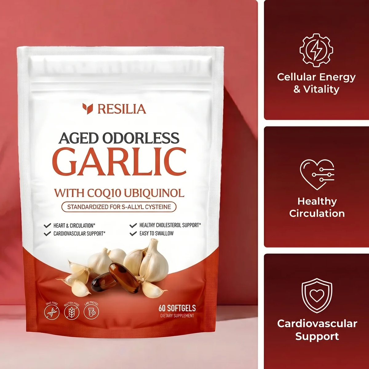 Resilia aged odorless garlic pouch